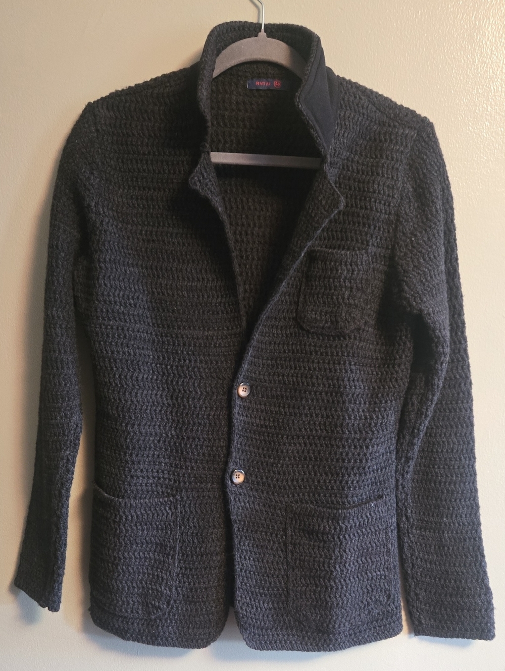 RNT23 Ron Tomson Men's Textured Knit Button-Jacket Cardigan Sz M (EU 48, US 38)